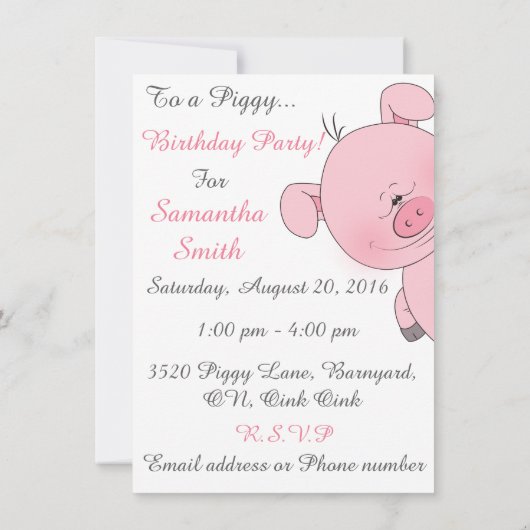 Cute Cartoon Pig Kaart (Achterkant)