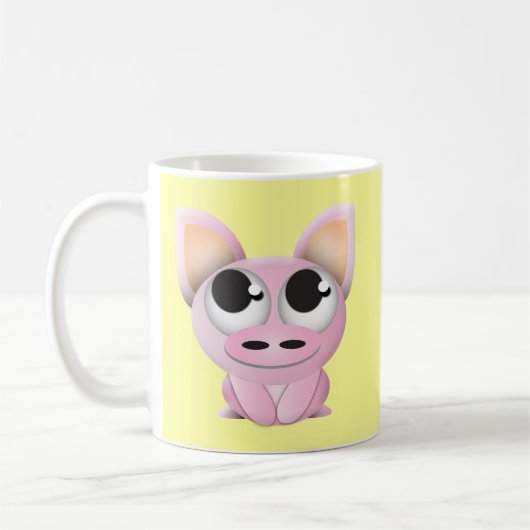Cute Cartoon Pig Koffiemok (Links)