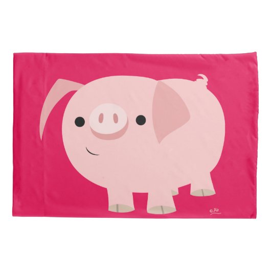 Cute Cartoon Pig Kussensloop (Achterkant)