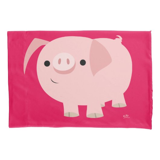 Cute Cartoon Pig Kussensloop (Voorkant)