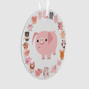 Cute Cartoon Pig Mandala AcrylOrnament Ornament