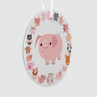 Cute Cartoon Pig Mandala AcrylOrnament Ornament