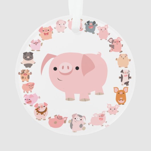 Cute Cartoon Pig Mandala AcrylOrnament Ornament (achterkant)
