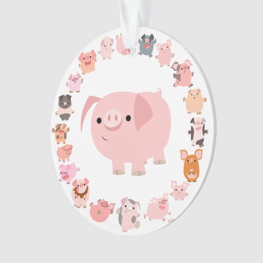 Cute Cartoon Pig Mandala AcrylOrnament Ornament (voorkant)