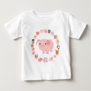 Cute Cartoon Pig Mandala Baby T-shirt vooraan