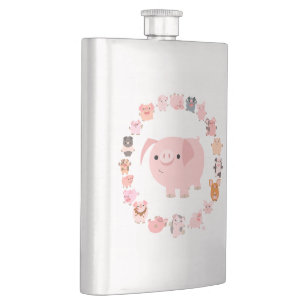 Cute Cartoon Pig Mandala Classic Flask Flacon