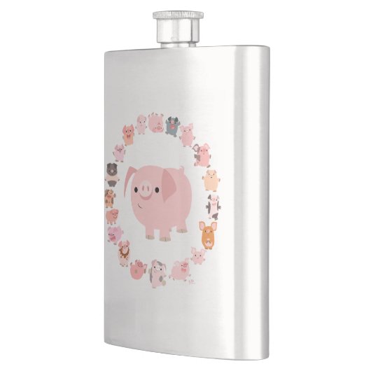 Cute Cartoon Pig Mandala Classic Flask Flacon (Links)
