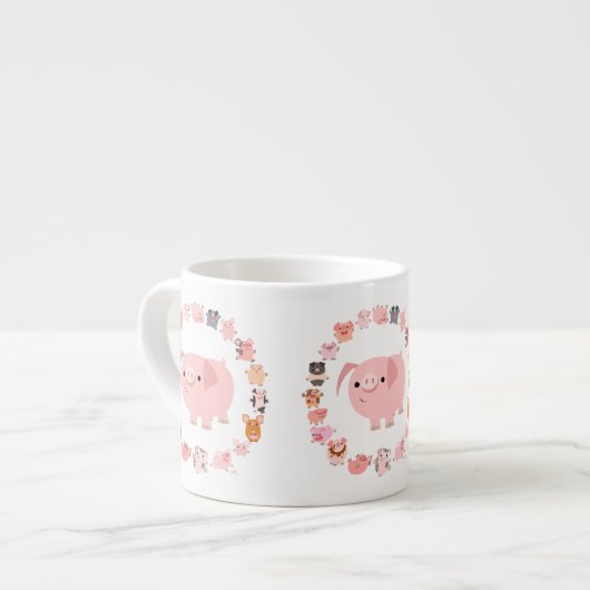 Cute Cartoon Pig Mandala Espresso Mok (Links)