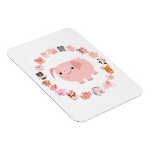 Cute Cartoon Pig Mandala Flexible Magnet Magneet