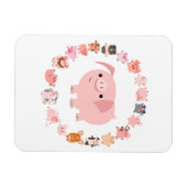 Cute Cartoon Pig Mandala Flexible Magnet Magneet (Horizontaal)
