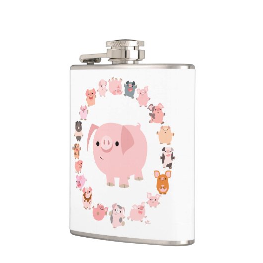Cute Cartoon Pig Mandala Hip Flask Heupfles (Links)