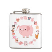 Cute Cartoon Pig Mandala Hip Flask Heupfles (Voorkant)