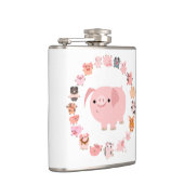 Cute Cartoon Pig Mandala Hip Flask Heupfles (Rechts)