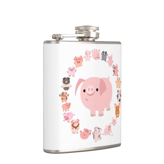 Cute Cartoon Pig Mandala Hip Flask Heupfles (Rechts)