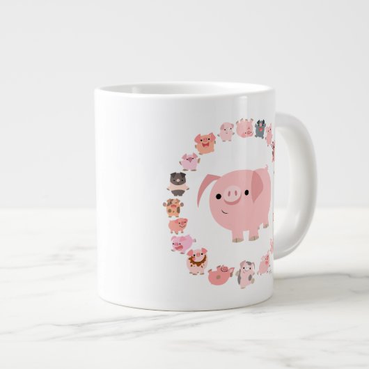 Cute Cartoon Pig Mandala Jumbo Mok (Voorkant rechts)