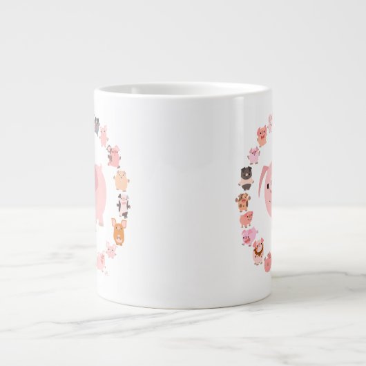 Cute Cartoon Pig Mandala Jumbo Mok (Voorkant)