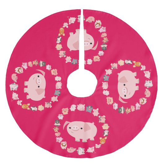 Cute Cartoon Pig Mandala Kerstboom Rok (Voorkant)