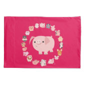 Cute Cartoon Pig Mandala Kussensloop (Achterkant)