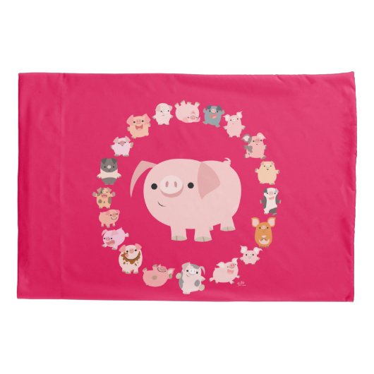 Cute Cartoon Pig Mandala Kussensloop (Achterkant)