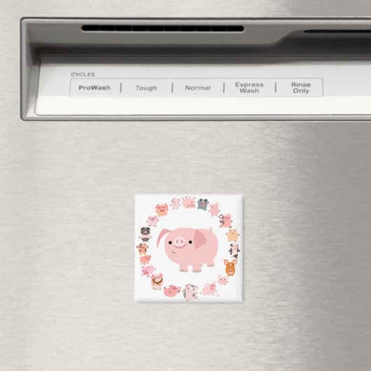 Cute Cartoon Pig Mandala Magnet (Insitu (Vaatwasser))