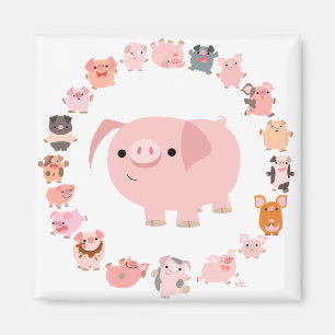Cute Cartoon Pig Mandala Magnet