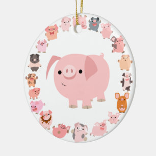 Cute Cartoon Pig Mandala Ornament