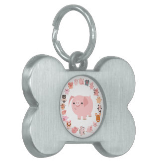 Cute Cartoon Pig Mandala Pet Tag Huisdieren Naamplaatje