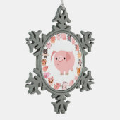 Cute Cartoon Pig Mandala Pewter Ornament (Links)
