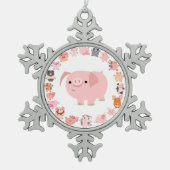 Cute Cartoon Pig Mandala Pewter Ornament (Voorkant)