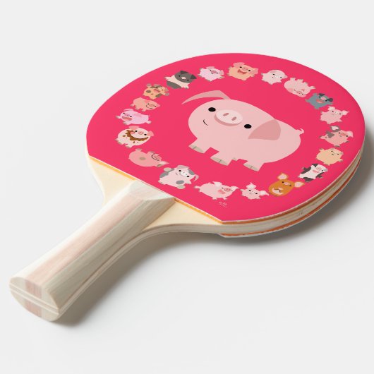 Cute Cartoon Pig Mandala Ping Pong Paddle Tafeltennisbatje (Voorkant Gekanteld)