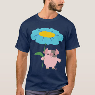 Cute Cartoon pig met Cute (Blue) T-Shirt