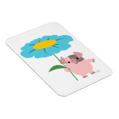 Cute Cartoon pig met Gift (blauw) Flexibel magneet (Rechterzijde)