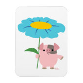 Cute Cartoon pig met Gift (blauw) Flexibel magneet (Verticaal)