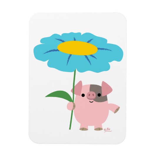 Cute Cartoon pig met Gift (blauw) Flexibel magneet (Verticaal)