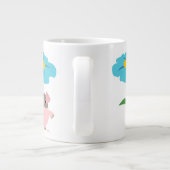 Cute Cartoon pig met Gift (blauw) jumbo Mok (Achterkant)