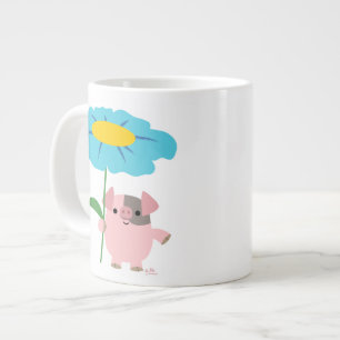 Cute Cartoon pig met Gift (blauw) jumbo Mok