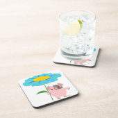 Cute Cartoon pig met Gift (blauw) Onderzetters ree (Rechterzijde)