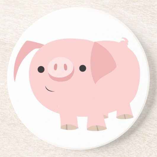 Cute Cartoon Pig Onderzetter (Voorkant)
