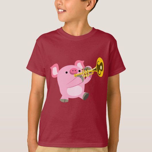 Cute Cartoon Pig Peling Trumpet Kinder T-Shirt (Voorkant)