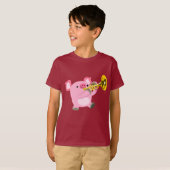 Cute Cartoon Pig Peling Trumpet Kinder T-Shirt (Voorkant volledig)