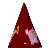Cute Cartoon Pig Playing Trumpet Party Hat Feesthoedjes (Rechts)