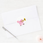 Cute Cartoon Pig Playing Trumpet Sticker (Envelop)
