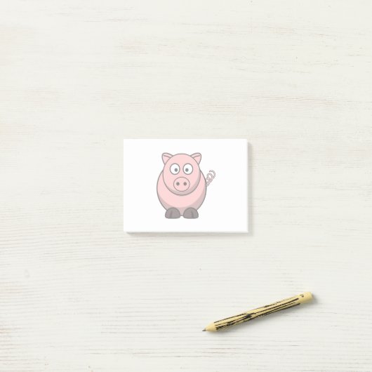 Cute Cartoon Pig Post-it® Notes (Op bureau)