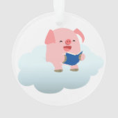 Cute Cartoon Pig Reader op Cloud Acrylornament Ornament (achterkant)