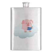 Cute Cartoon Pig Reader op Cloud Classic Flask Flacon (Voorkant)