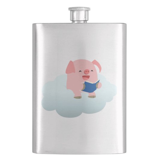 Cute Cartoon Pig Reader op Cloud Classic Flask Flacon (Voorkant)