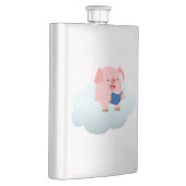 Cute Cartoon Pig Reader op Cloud Classic Flask Flacon (Rechts)