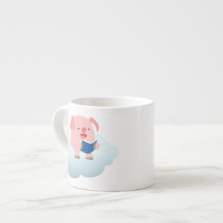 Cute Cartoon Pig Reader op Cloud Espresso Mok
