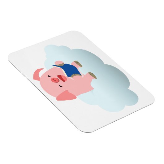 Cute Cartoon Pig Reader op Cloud Flexible Magnet Magneet (Rechterzijde)