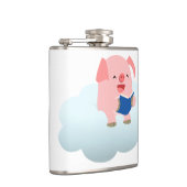 Cute Cartoon Pig Reader op Cloud Hip Flask Heupfles (Rechts)
